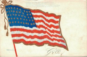 Amercan Flag Conquer we must, when our cause it is just Patriotic Postcard 06.48