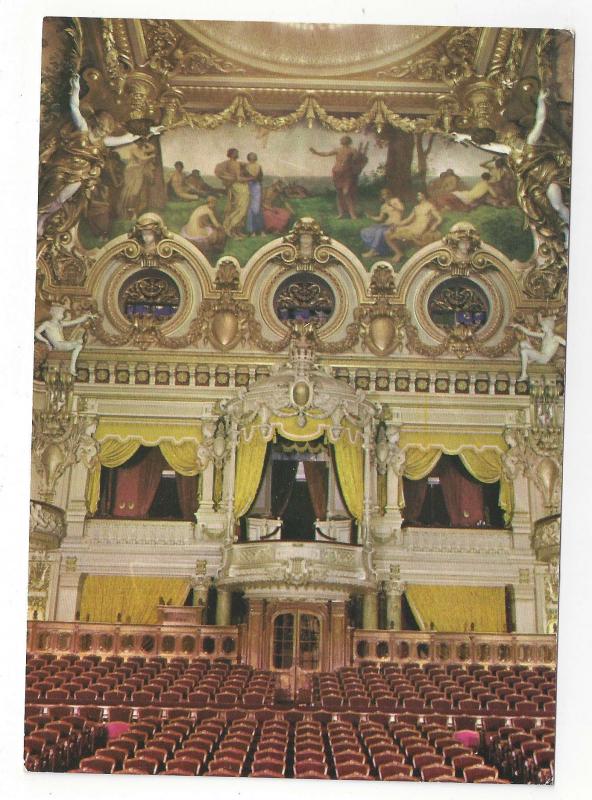 Monaco Monte Carlo La Salle Garnier Opera House Interior Vtg 4X6 Postcard