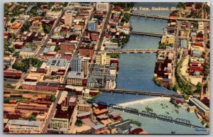 Rockford Illinois 1940s Postcard Aerial View