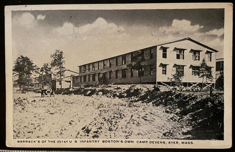 Vintage Postcard 1915-1930 Barracks 301st Infantry, Camp Devens, Massachusetts