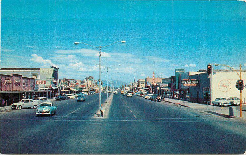 Autos 1950s MESA ARIZONA Main Street Petley postcard 4014