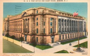 Vintage Postcard 1945 U.S. Post Office and Court House Newark New Jersey N.J.