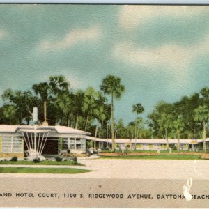c1940s Daytona Beach, FL Sun 'N Sand Court Hotel Postcard US Highway 1 A41