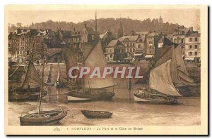 Old Postcard Honfleur Harbor and the Cote de Grace Fishing Boat