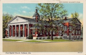J82/ Cullman Alabama Postcard c1940s First Baptist Church 164