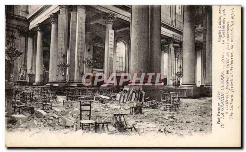 Old Postcard The Great War The Charles Arras Cathedral Army