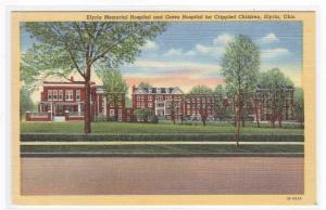 Memorial Gates Hospital Crippled Children Elyria Ohio linen postcard