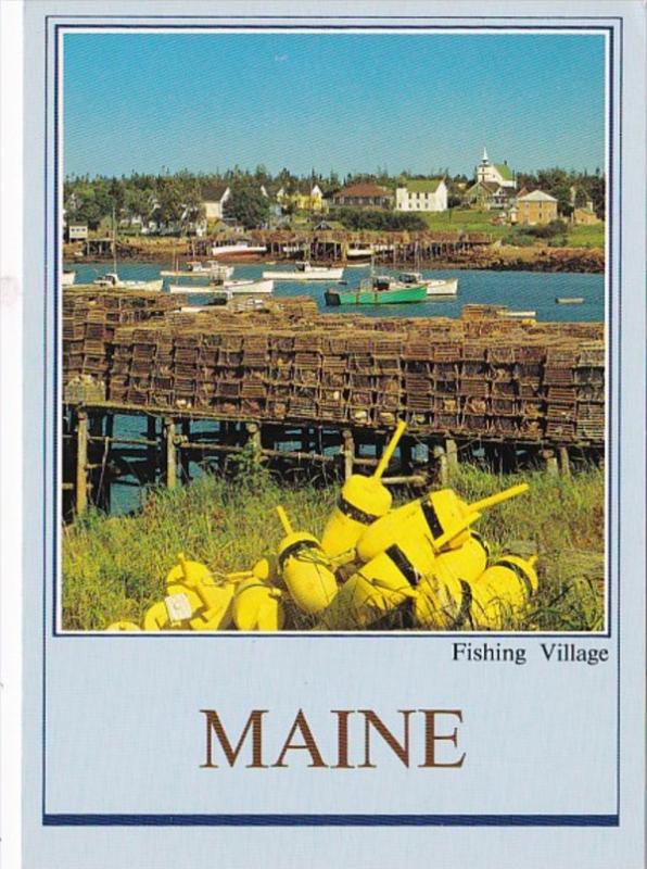 Maine Corea Fishing Village On Northern Coast Showing Lobster Traps