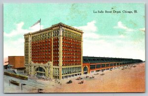 1909  La Salle Street  Railroad Depot    Chicago  Illinois   Postcard