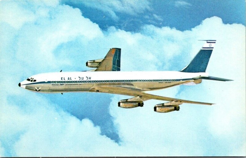 Vintage Israel Airlines Postcard - Boeing 707