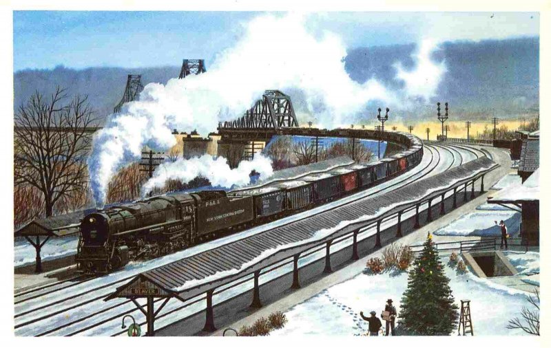 P&LE Railroad Train Ohio River Bridge Beaver Station PA Howard Fogg postcard