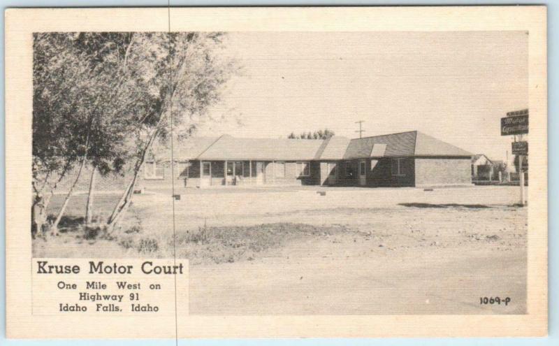 IDAHO FALLS, ID   Roadside KRUSE MOTOR COURT ca 1940s Bonneville County Postcard