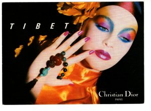 5 X 7 inch Beautiful Woman, Tibet, Christian Dior, Vintage Advertising Postcard