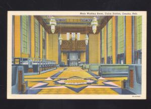 OMAHA NEBRASKA UNION STATION RAILROAD DEPOT INTERIOR VINTAGE POSTCARD