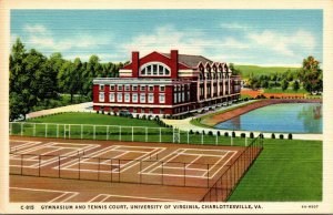 Vtg Gymnasium & Tennis Court University Of Virgina Charlottesville VA Postcard