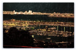 San Diego Bay San Diego California At Night Aerial View Postcard