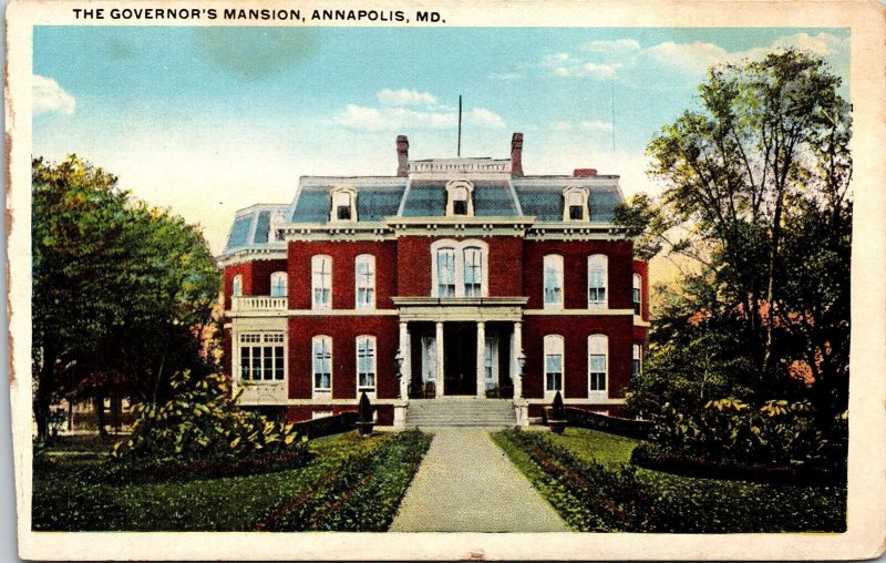 Governors Mansion Annapolis MD Maryland WB Postcard UNP Unused Kaufman VTG 