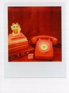 1970s Old Telephone Maneki Neko Japanese Toy Cat Analog Photo Postcard