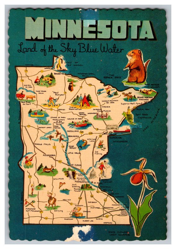 Postcard MN Minnesota Land Of The Sky Blue Water Continental View Card 