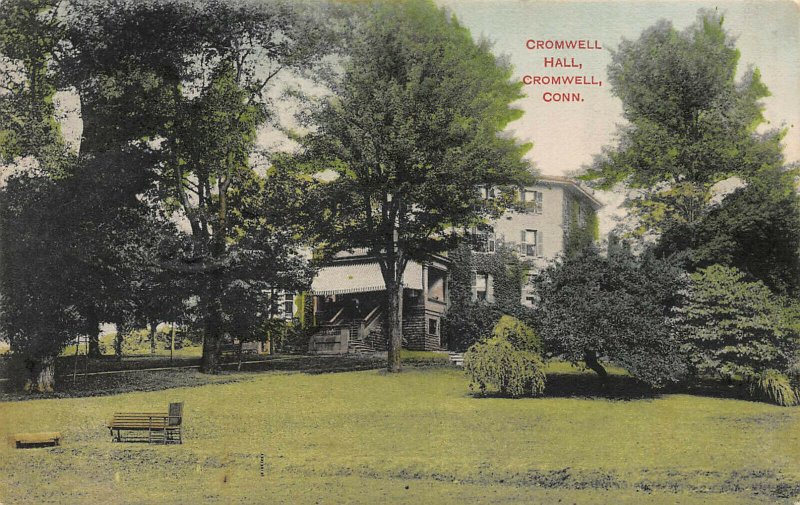 Cromwell Hall, Cromwell, Connecticut, Early Hand Colored Postcard, Used in 1908