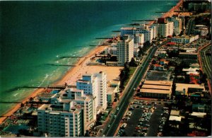 Aerial View of Collins Avenue, Miami Beach FL Postcard A73