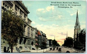 M-27882 Broad Street North from Master with Mercantile Club Philadelphia Penn...