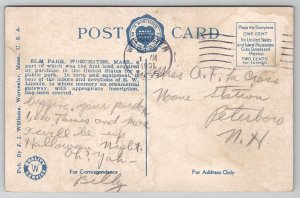 Worcester MA Elm Park 1931 Massachusetts Postcard M29
