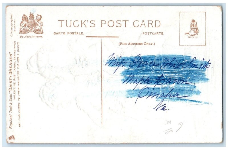 c1910's Girls With Water Can With Tender Love Dainty Dresden Tuck's Postcard