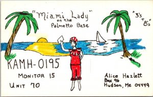 Maine Hudson QSL Card Miami Lady Alice Hazlett