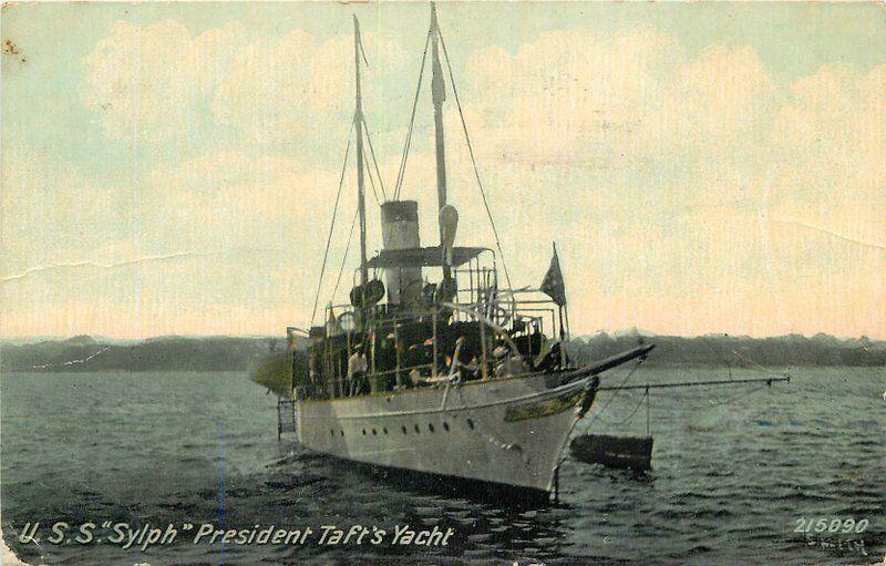 1912 USS Sylph President Tafts Yacht Postcard Leighton Valentine 12674