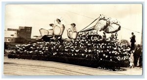 1922 Bellingham WA, Flowers Parade Float Butterfly Girls RPPC Photo Postcard