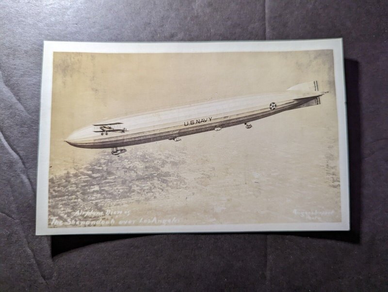 USA US Navy Zeppelin RPPC Postcard USS Shenandoah ZR1 over Los Angeles