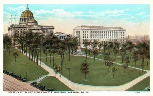 Harrisburg PA-Pennsylvania, State Capitol Building South Office Vintage Postcard