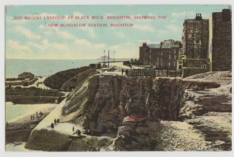 The Recent Landslip at Black Rock Bungalow Station Brighton UK Sussex Postcard