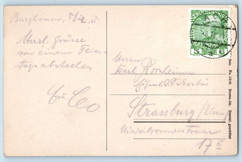 Bavaria Germany Postcard Burghausen River Houses Buildings c1910 Antique Posted