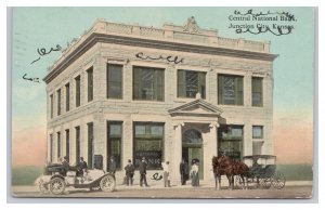 Junction City  Kansas Central National Bank c1911 Postmark  Car Horse & Buggy