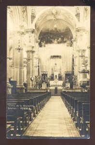 RPPC PUEBLA MEXICO IGLESIA COMPANIN INTERIOR CHURCH REAL PHOTO POSTCARD