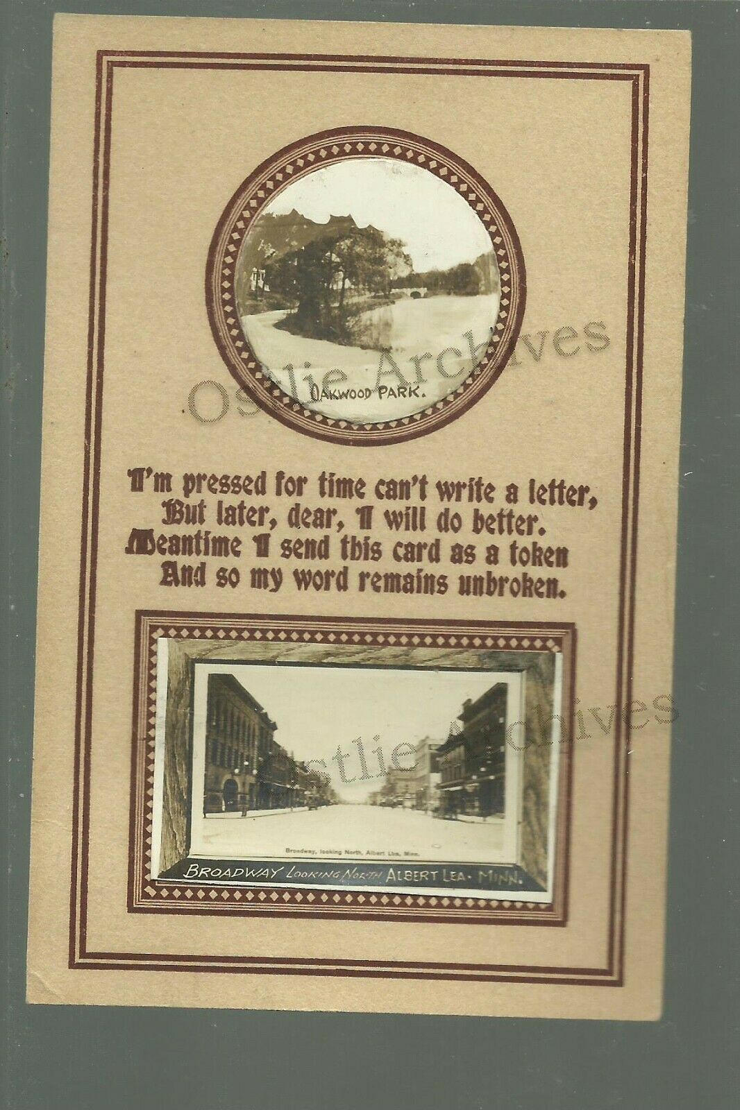 Albert Lea Minnesota Rppc 1912 Main Street Stores Oakwood Park United