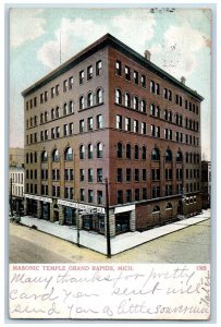 1907 Masonic Temple Grand Rapids Michigan MI Antique Posted Postcard