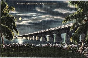 Postcard BRIDGE SCENE Pigeon Key Florida FL AI1490