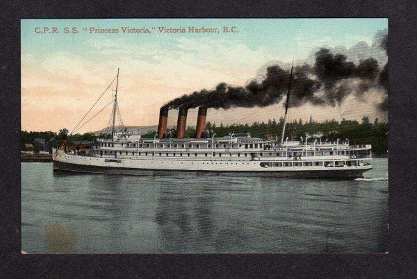 BC Steamer Steamship Princess Victoria Harbour BRITISH COLUMBIA Postcard Canada