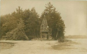 C-1905 Wooden Lighthouse like Structure Lakeshore RPPC Photo Postcard 21-4957