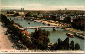 VINTAGE POSTCARD VIEW OF THE RIVER SEINE AND THE FIORE PVAILLION PARIS c. 1920