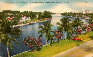 Florida Miami Beach View Along Indian Creek Showing 21st Street Bridge