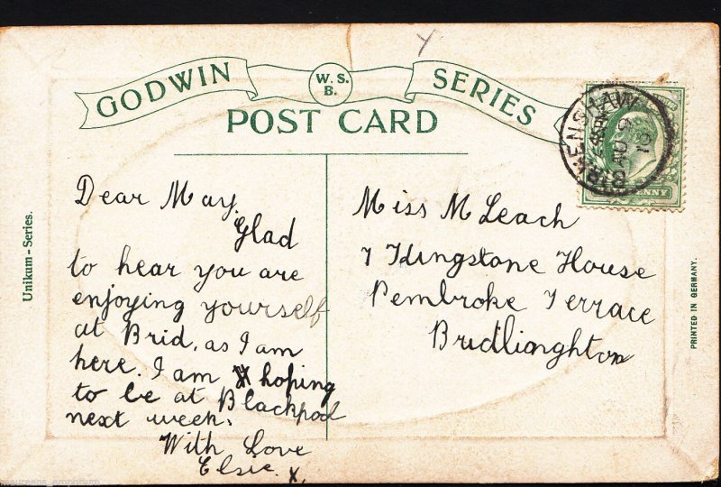 Genealogy Postcard-Family History- Leach - Kingston House - Bridlington  MB2769