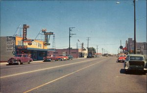 Umatilla Oregon OR Classic 1950s Cars Cigarettes Signage Chrome Vintage Postcard