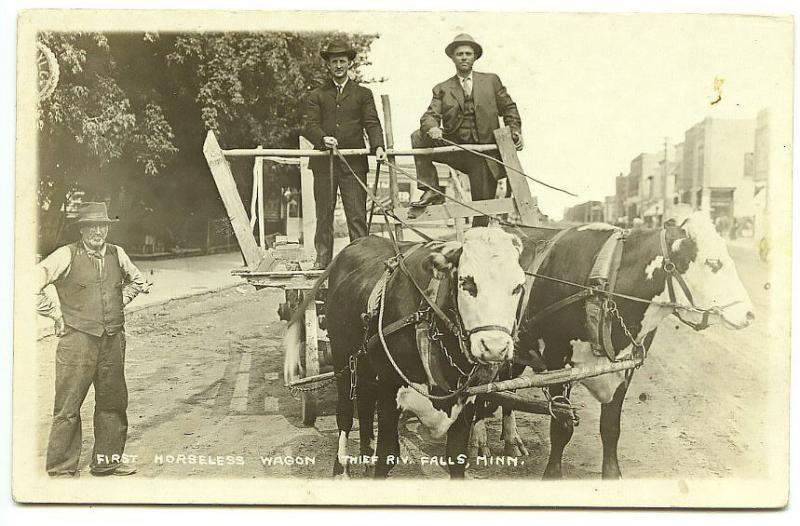 Thief River Falls MN First Horseless Wagon 1916 RPPC Real Photo Postcard