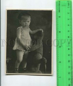 433540 WWII USSR Tashkent 1943 year girl with teddy bear photo