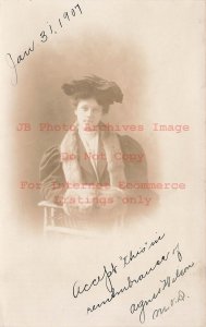 Studio Shot, RPPC, Agnes Wilson Death Remembrance, Chicago IL?