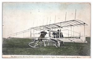 Early Airplane, Herring-Burgess Aeroplane, Plum Island, Newburyport, MA Postcard